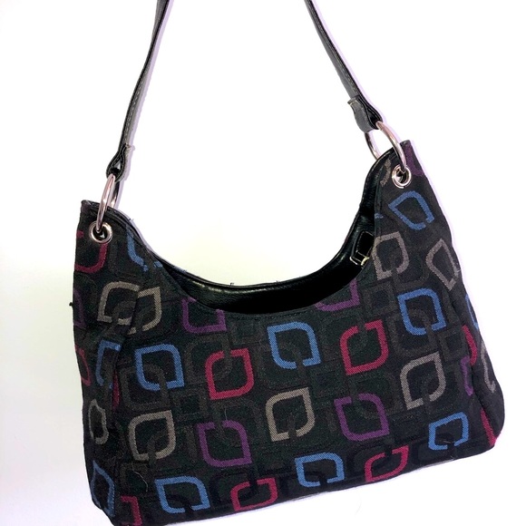 Gorgeous black with multi color print shoulder bag - Picture 5 of 10